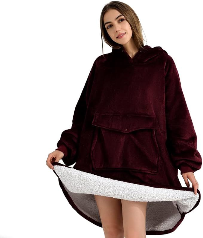 Krifey Wearable Blanket Hoodie, Oversized Sherpa Hooded As Birthday Gifts For Mom Women Girlfriend Men, Cozy Sweatshirt With Giant Pocket - Bellarte Enchanté Krifey Wearable Blanket Hoodie, Oversized Sherpa Hooded As Birthday Gifts For Mom Women Girlfriend Men, Cozy Sweatshirt With Giant Pocket