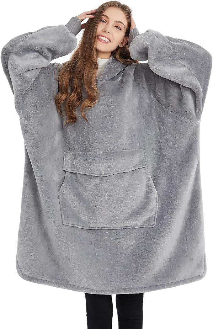 Krifey Wearable Blanket Hoodie, Oversized Sherpa Hooded As Birthday Gifts For Mom Women Girlfriend Men, Cozy Sweatshirt With Giant Pocket - Bellarte Enchanté Krifey Wearable Blanket Hoodie, Oversized Sherpa Hooded As Birthday Gifts For Mom Women Girlfriend Men, Cozy Sweatshirt With Giant Pocket