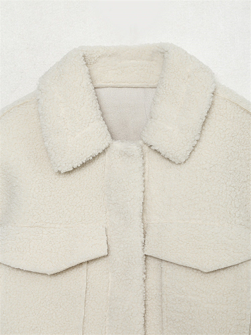 Ladies Single Breasted Solid Color Fleece Jacket - Bellarte Enchanté Ladies Single Breasted Solid Color Fleece Jacket