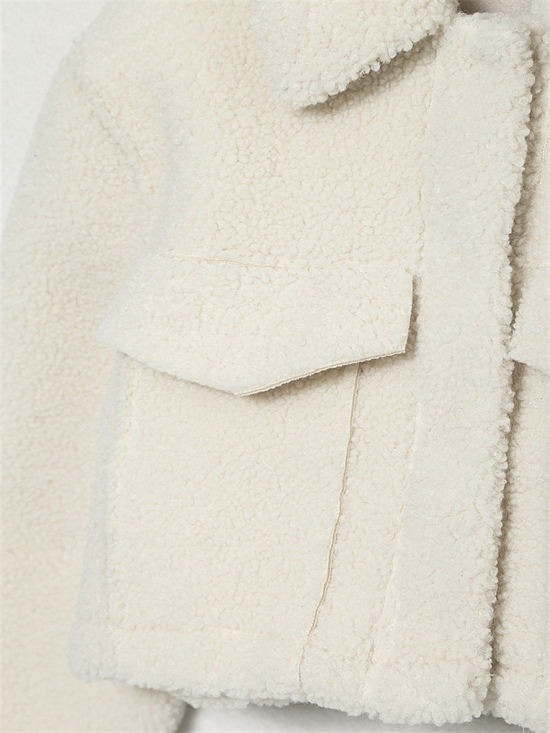 Ladies Single Breasted Solid Color Fleece Jacket - Bellarte Enchanté Ladies Single Breasted Solid Color Fleece Jacket