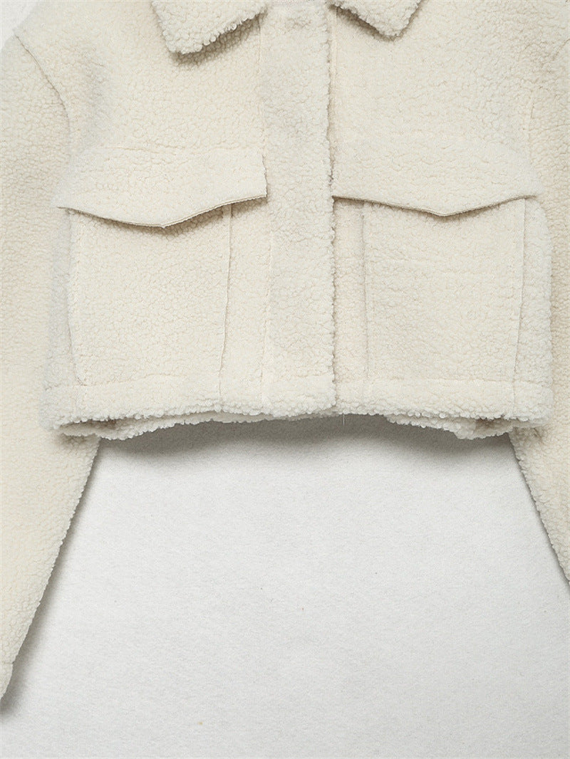 Ladies Single Breasted Solid Color Fleece Jacket - Bellarte Enchanté Ladies Single Breasted Solid Color Fleece Jacket
