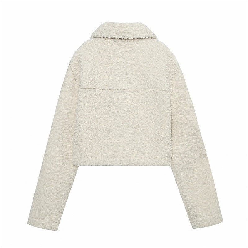 Ladies Single Breasted Solid Color Fleece Jacket - Bellarte Enchanté Ladies Single Breasted Solid Color Fleece Jacket