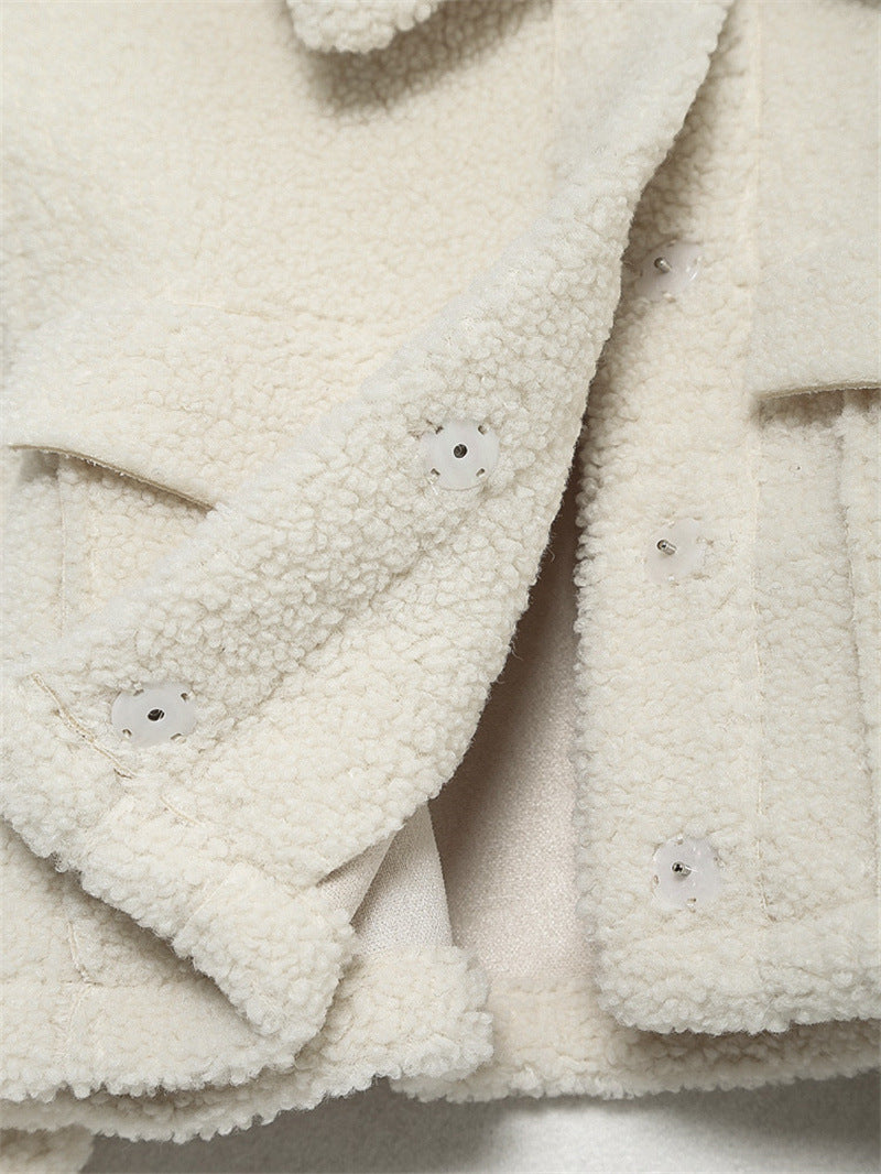 Ladies Single Breasted Solid Color Fleece Jacket - Bellarte Enchanté Ladies Single Breasted Solid Color Fleece Jacket