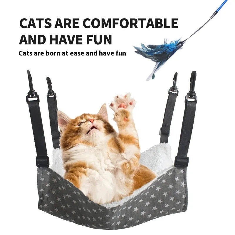 Lamb Fleece Cat Hanging Beds Pets Cage Hammock Bed For Kitten Hanging Seat Indoor Durable Winter Cat Bed Kitty Nest Puppy Cushion Pet Products - Bellarte Enchanté Lamb Fleece Cat Hanging Beds Pets Cage Hammock Bed For Kitten Hanging Seat Indoor Durable Winter Cat Bed Kitty Nest Puppy Cushion Pet Products