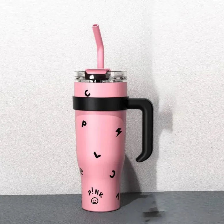 Large Capacity 40oz Large Ice Cup Cup With Straw Hug Cup - Bellarte Enchanté Large Capacity 40oz Large Ice Cup Cup With Straw Hug Cup