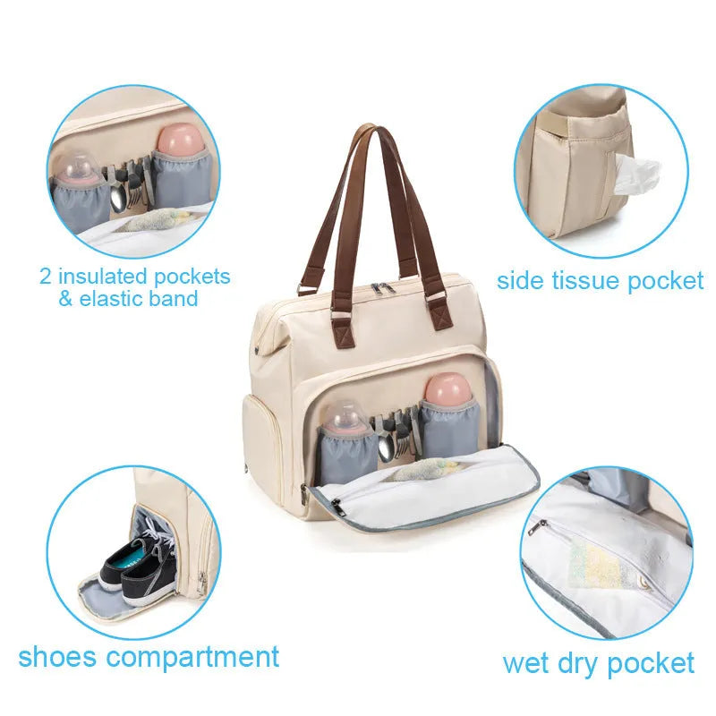 Large Capacity Multifunctional Crossbody Insulated Mummy Bag Backpack - Bellarte Enchanté Large Capacity Multifunctional Crossbody Insulated Mummy Bag Backpack