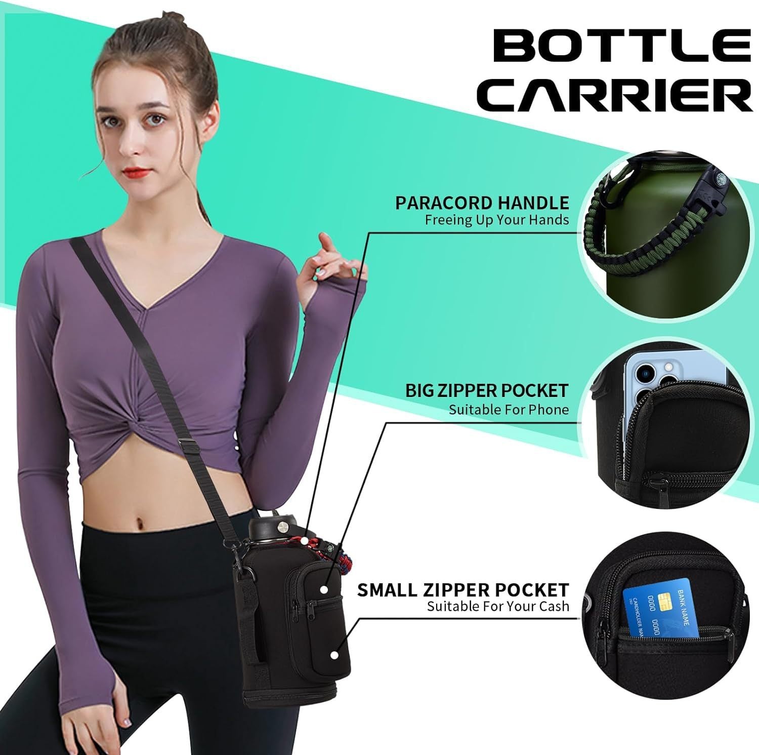 Large Capacity Stainless Steel Kettle Outdoor Large Handle Cover Sports Portable Cup - Bellarte Enchanté Large Capacity Stainless Steel Kettle Outdoor Large Handle Cover Sports Portable Cup