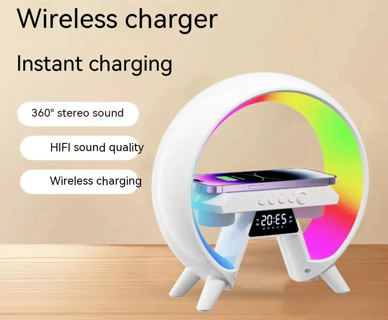 Large G Bluetooth Speaker Portable Colorful Atmosphere Light Clock - Bellarte Enchanté Large G Bluetooth Speaker Portable Colorful Atmosphere Light Clock