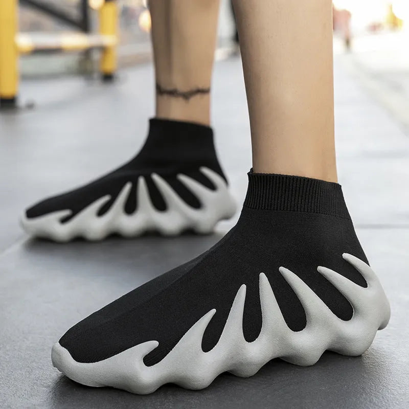 Large Size High-top Couple Octopus Flying Woven Casual Sneakers - Bellarte Enchanté Large Size High-top Couple Octopus Flying Woven Casual Sneakers