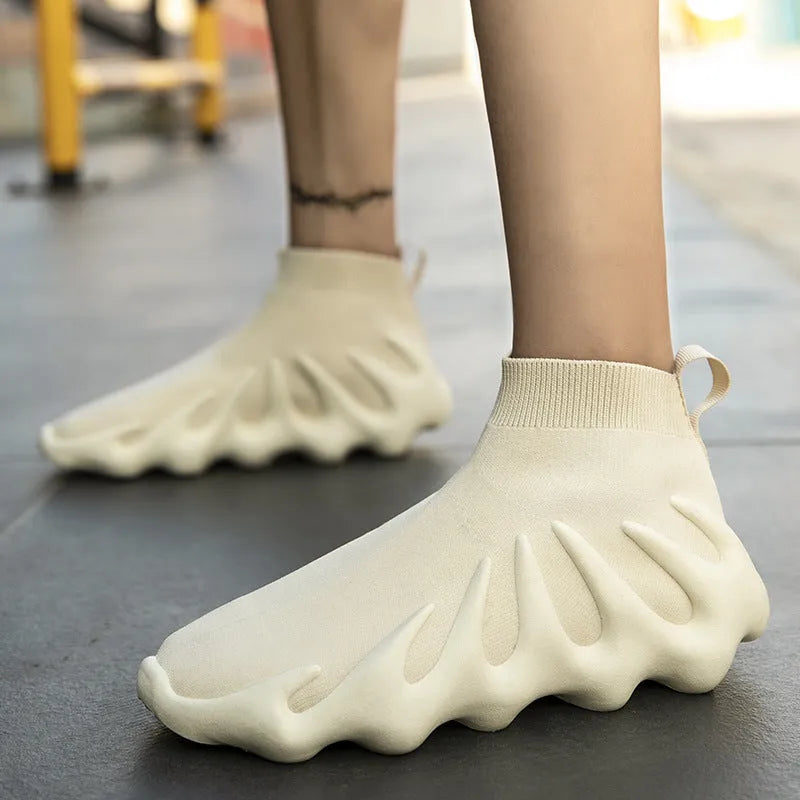 Large Size High-top Couple Octopus Flying Woven Casual Sneakers - Bellarte Enchanté Large Size High-top Couple Octopus Flying Woven Casual Sneakers