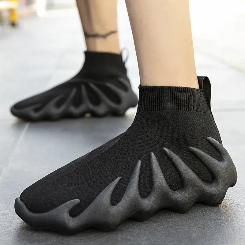 Large Size High-top Couple Octopus Flying Woven Casual Sneakers - Bellarte Enchanté Large Size High-top Couple Octopus Flying Woven Casual Sneakers