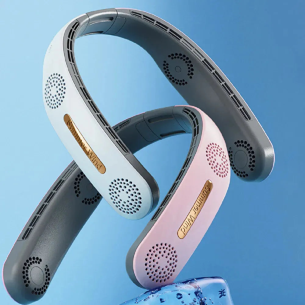 Lazy Mute Outdoor Sports USB Folding Leafless Hanging Neck Electric Fan - Bellarte Enchanté Lazy Mute Outdoor Sports USB Folding Leafless Hanging Neck Electric Fan