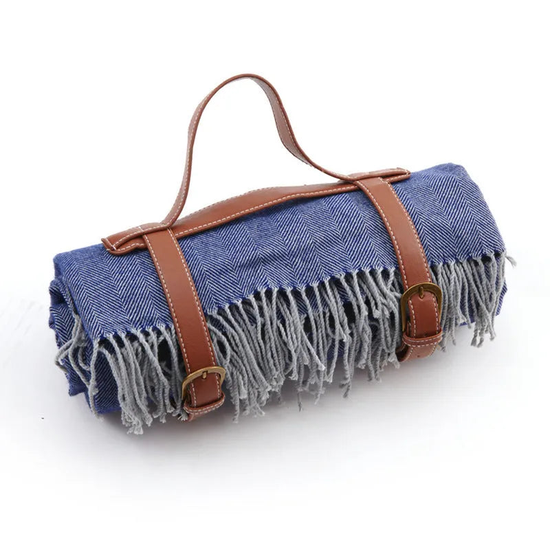 Leather Strap Tassel Picnic Blanket Picnic Mat Camping Hiking - Bellarte Enchanté Leather Strap Tassel Picnic Blanket Picnic Mat Camping Hiking
