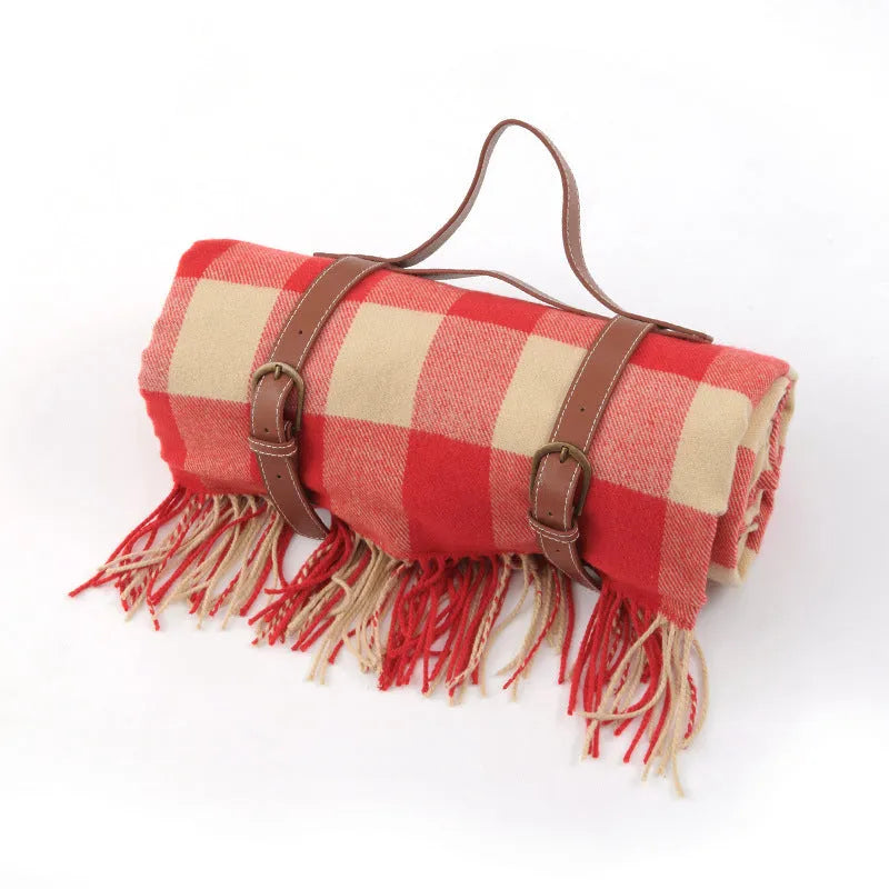 Leather Strap Tassel Picnic Blanket Picnic Mat Camping Hiking - Bellarte Enchanté Leather Strap Tassel Picnic Blanket Picnic Mat Camping Hiking