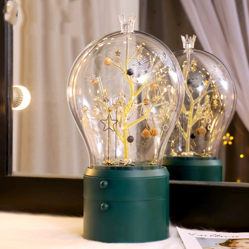 LED Light Makeup Organizer Transparent Jewelry Storage Box Portable 360 Both Rotate Earrings Necklace Rack - Bellarte Enchanté LED Light Makeup Organizer Transparent Jewelry Storage Box Portable 360 Both Rotate Earrings Necklace Rack