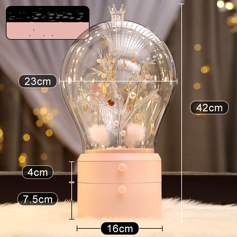 LED Light Makeup Organizer Transparent Jewelry Storage Box Portable 360 Both Rotate Earrings Necklace Rack - Bellarte Enchanté LED Light Makeup Organizer Transparent Jewelry Storage Box Portable 360 Both Rotate Earrings Necklace Rack