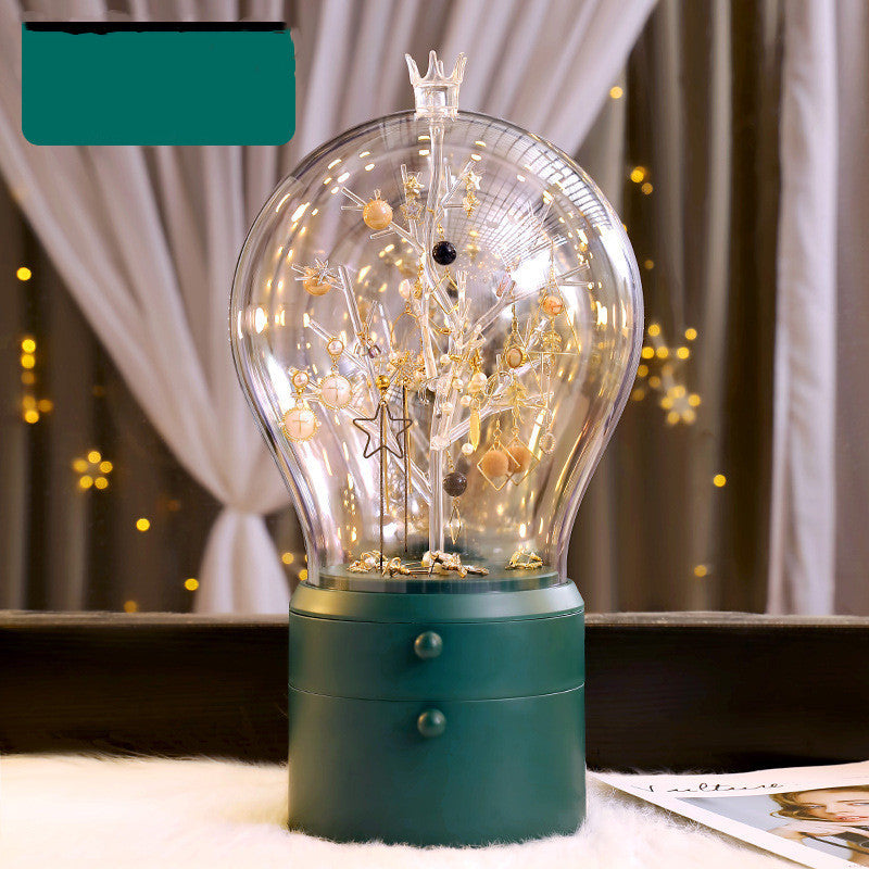 LED Light Makeup Organizer Transparent Jewelry Storage Box Portable 360 Both Rotate Earrings Necklace Rack - Bellarte Enchanté LED Light Makeup Organizer Transparent Jewelry Storage Box Portable 360 Both Rotate Earrings Necklace Rack