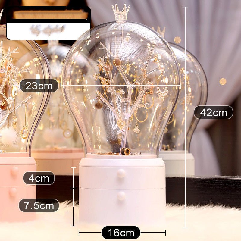 LED Light Makeup Organizer Transparent Jewelry Storage Box Portable 360 Both Rotate Earrings Necklace Rack - Bellarte Enchanté LED Light Makeup Organizer Transparent Jewelry Storage Box Portable 360 Both Rotate Earrings Necklace Rack