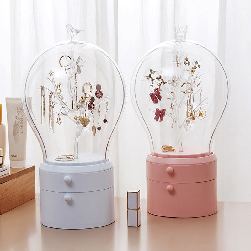 LED Light Makeup Organizer Transparent Jewelry Storage Box Portable 360 Both Rotate Earrings Necklace Rack - Bellarte Enchanté LED Light Makeup Organizer Transparent Jewelry Storage Box Portable 360 Both Rotate Earrings Necklace Rack