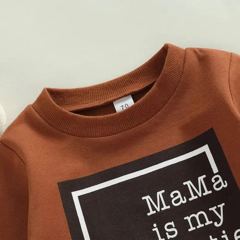Letter Printed Round Neck Long-sleeved Sweater And Trousers Two-piece Set - Bellarte Enchanté Letter Printed Round Neck Long-sleeved Sweater And Trousers Two-piece Set