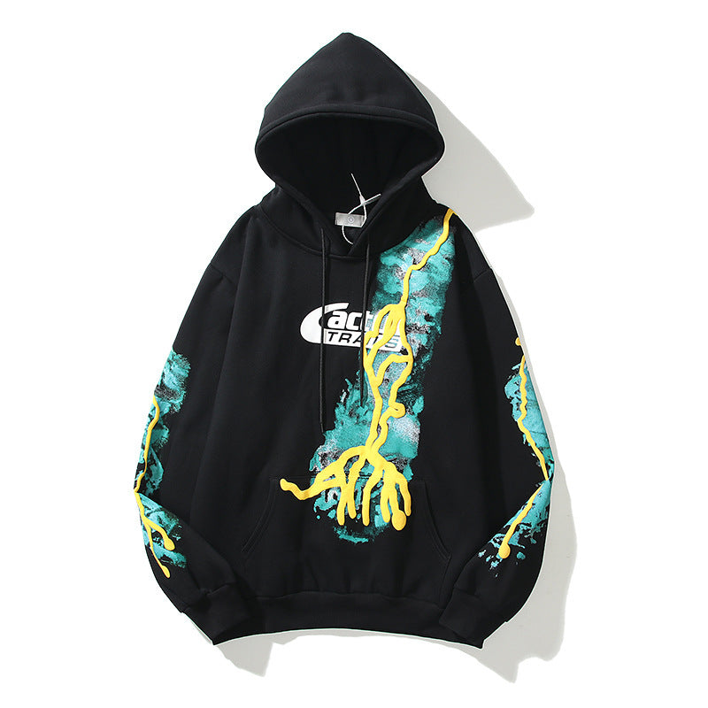 Letter Printed Sweater Men And Women Couples Pullover Plus Fleece Hooded Sweater Jacket - Bellarte Enchanté Letter Printed Sweater Men And Women Couples Pullover Plus Fleece Hooded Sweater Jacket