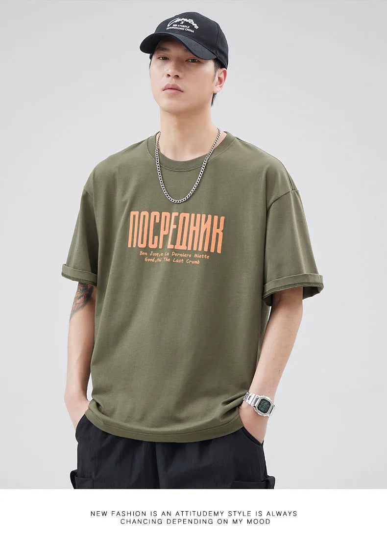 Letter Printed T-Shirt Japanese Loose Cotton Shirt - Bellarte Enchanté Letter Printed T-Shirt Japanese Loose Cotton Shirt