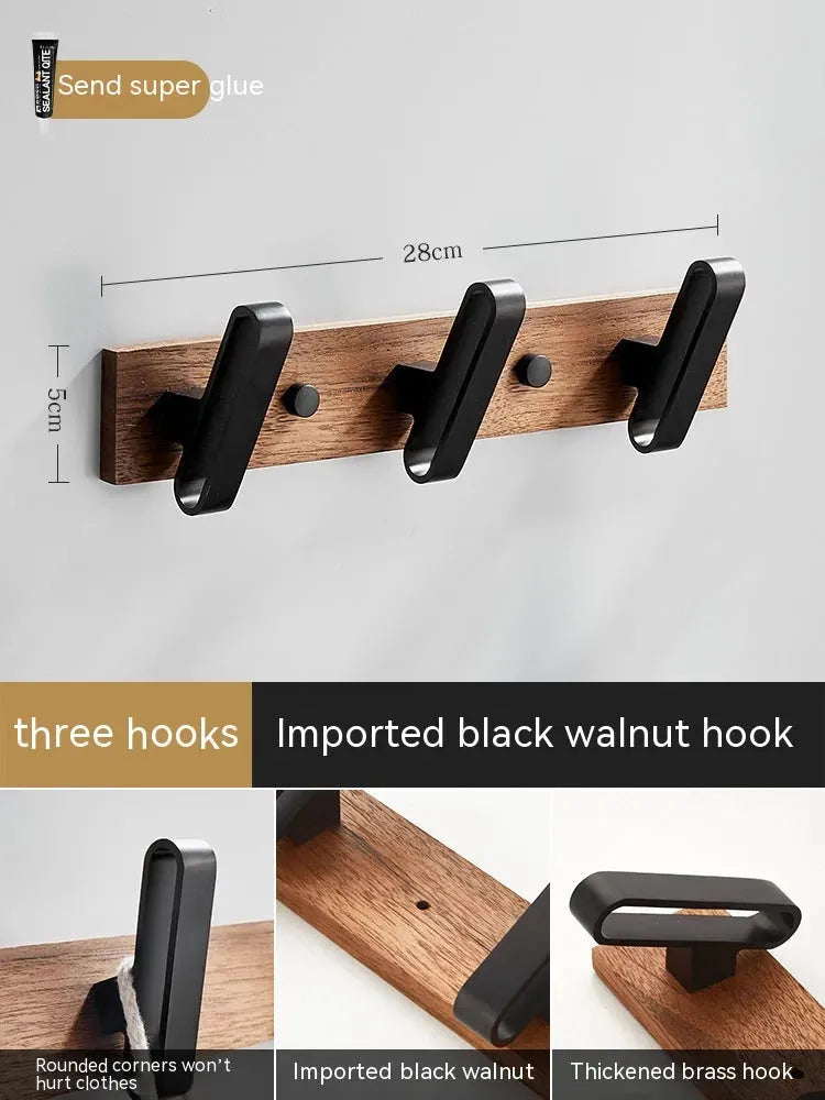 Light Luxury Solid Wood Clothes Hook Wall-mounted Aluminum Alloy - Bellarte Enchanté Light Luxury Solid Wood Clothes Hook Wall-mounted Aluminum Alloy