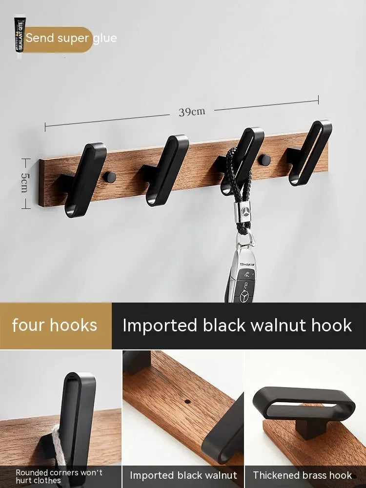 Light Luxury Solid Wood Clothes Hook Wall-mounted Aluminum Alloy - Bellarte Enchanté Light Luxury Solid Wood Clothes Hook Wall-mounted Aluminum Alloy