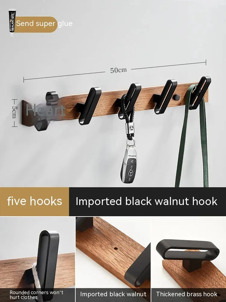 Light Luxury Solid Wood Clothes Hook Wall-mounted Aluminum Alloy - Bellarte Enchanté Light Luxury Solid Wood Clothes Hook Wall-mounted Aluminum Alloy
