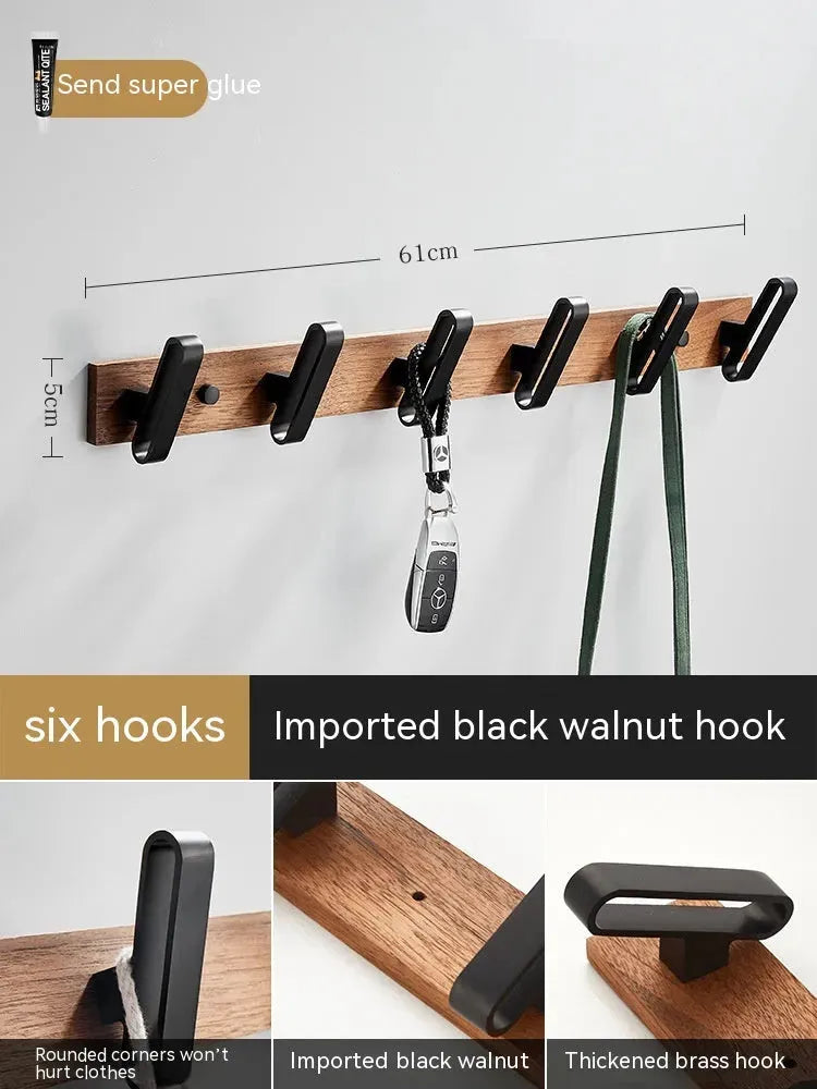 Light Luxury Solid Wood Clothes Hook Wall-mounted Aluminum Alloy - Bellarte Enchanté Light Luxury Solid Wood Clothes Hook Wall-mounted Aluminum Alloy