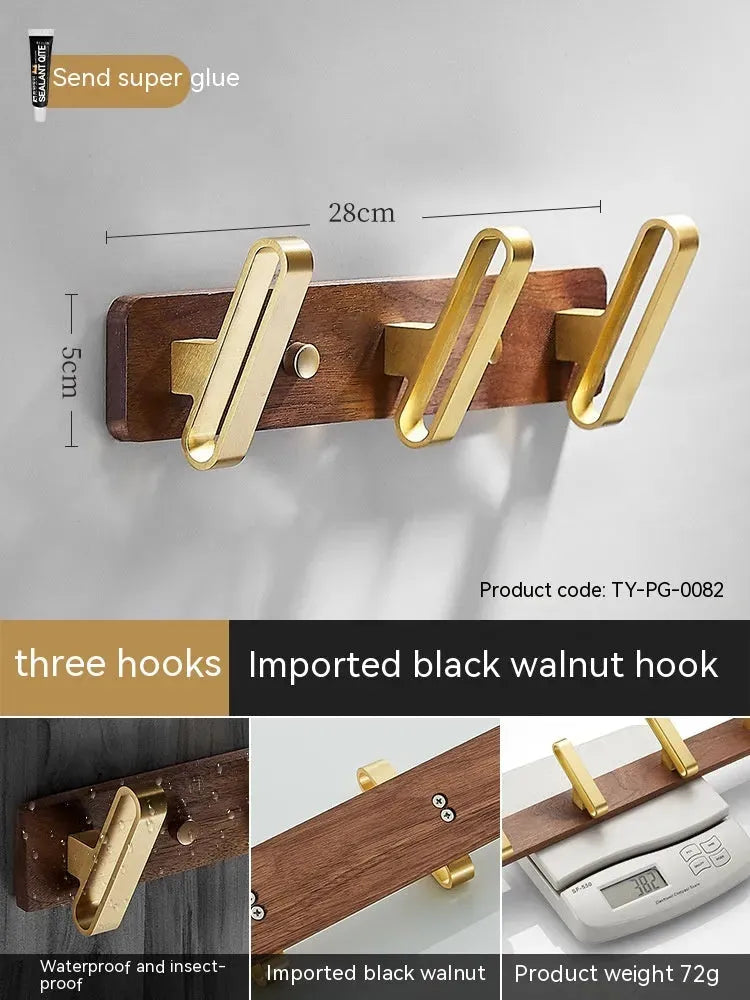 Light Luxury Solid Wood Clothes Hook Wall-mounted Aluminum Alloy - Bellarte Enchanté Light Luxury Solid Wood Clothes Hook Wall-mounted Aluminum Alloy