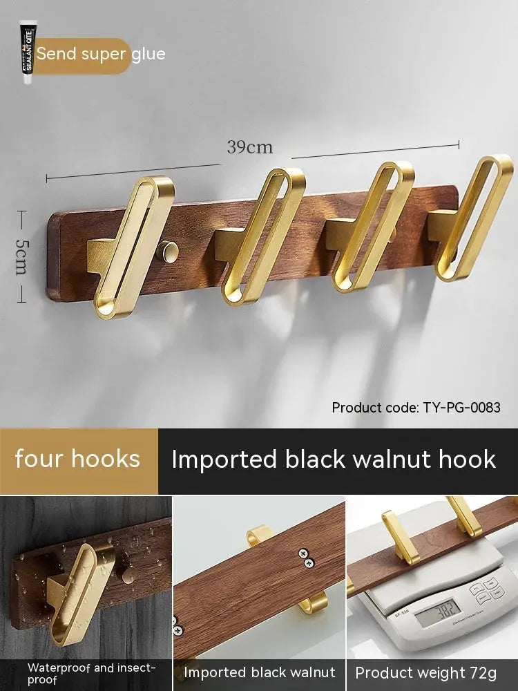 Light Luxury Solid Wood Clothes Hook Wall-mounted Aluminum Alloy - Bellarte Enchanté Light Luxury Solid Wood Clothes Hook Wall-mounted Aluminum Alloy