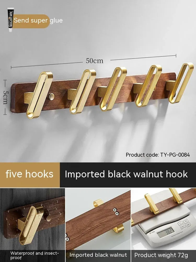 Light Luxury Solid Wood Clothes Hook Wall-mounted Aluminum Alloy - Bellarte Enchanté Light Luxury Solid Wood Clothes Hook Wall-mounted Aluminum Alloy