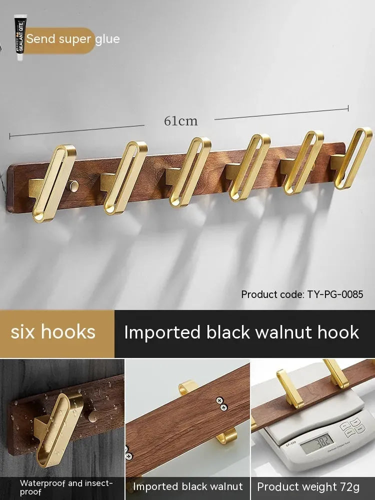 Light Luxury Solid Wood Clothes Hook Wall-mounted Aluminum Alloy - Bellarte Enchanté Light Luxury Solid Wood Clothes Hook Wall-mounted Aluminum Alloy