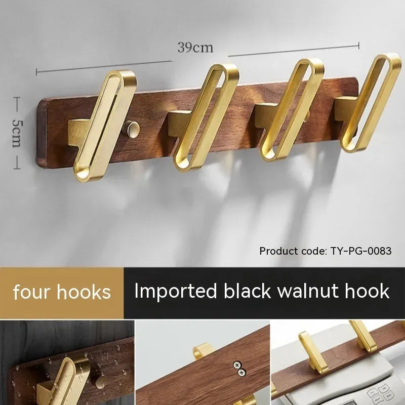 Light Luxury Solid Wood Clothes Hook Wall-mounted Aluminum Alloy - Bellarte Enchanté Light Luxury Solid Wood Clothes Hook Wall-mounted Aluminum Alloy
