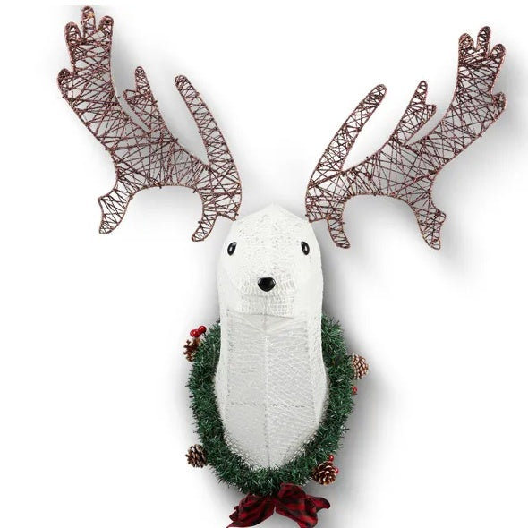 Lighted Christmas Wall Decor Reindeer Head, 39 Pre-lit 3D Rudolph Hanging Wreath For Front Door Window Indoor Outdoor Xmas Decor Lighted Holiday Displays - Bellarte Enchanté Lighted Christmas Wall Decor Reindeer Head, 39 Pre-lit 3D Rudolph Hanging Wreath For Front Door Window Indoor Outdoor Xmas Decor Lighted Holiday Displays