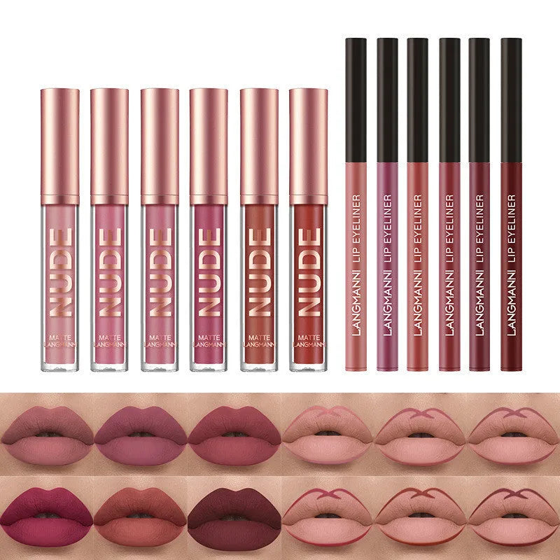 Lip Liner And Lipstick Makeup 12 Pcs Set 6 Matte Lipstick 6 Lip Liner Pens Waterproof Long Lasting Matte Lipstick Beauty Cosmetics Makeup Gift For Girls Lipstick Set - Bellarte Enchanté Lip Liner And Lipstick Makeup 12 Pcs Set 6 Matte Lipstick 6 Lip Liner Pens Waterproof Long Lasting Matte Lipstick Beauty Cosmetics Makeup Gift For Girls Lipstick Set