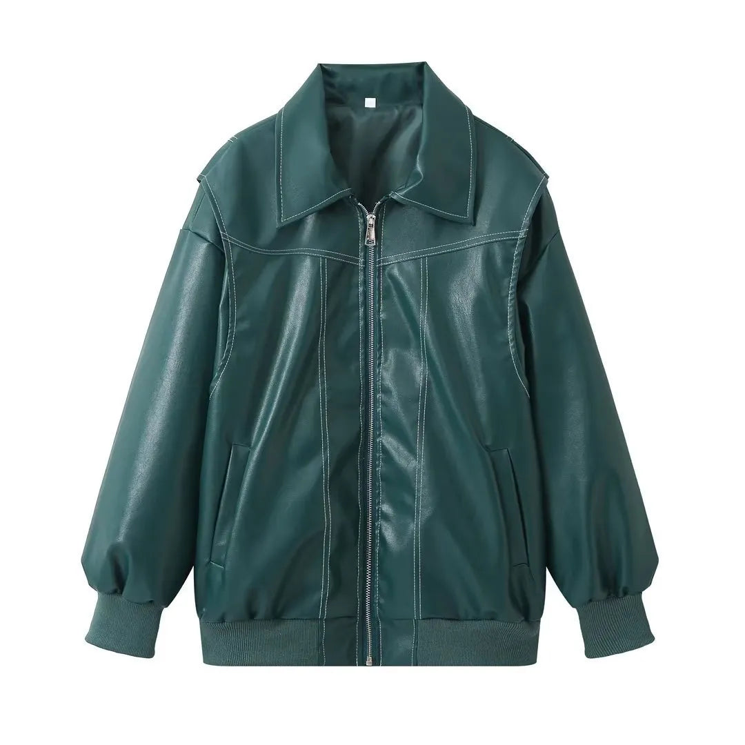 Loose Fashion Lapel Zip-up Jacket Cool Long Sleeve Zipper - Bellarte Enchanté Loose Fashion Lapel Zip-up Jacket Cool Long Sleeve Zipper