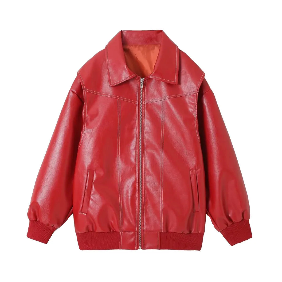 Loose Fashion Lapel Zip-up Jacket Cool Long Sleeve Zipper - Bellarte Enchanté Loose Fashion Lapel Zip-up Jacket Cool Long Sleeve Zipper