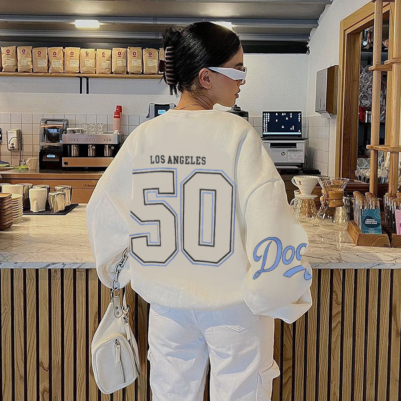 Loose New Printed Pullover Sweatshirt Women - Bellarte Enchanté Loose New Printed Pullover Sweatshirt Women