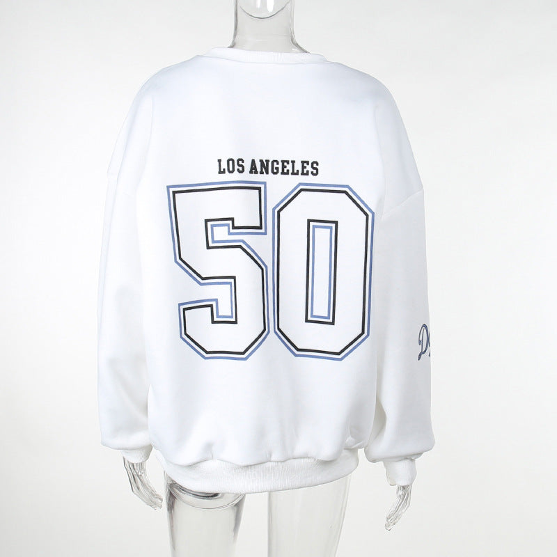 Loose New Printed Pullover Sweatshirt Women - Bellarte Enchanté Loose New Printed Pullover Sweatshirt Women