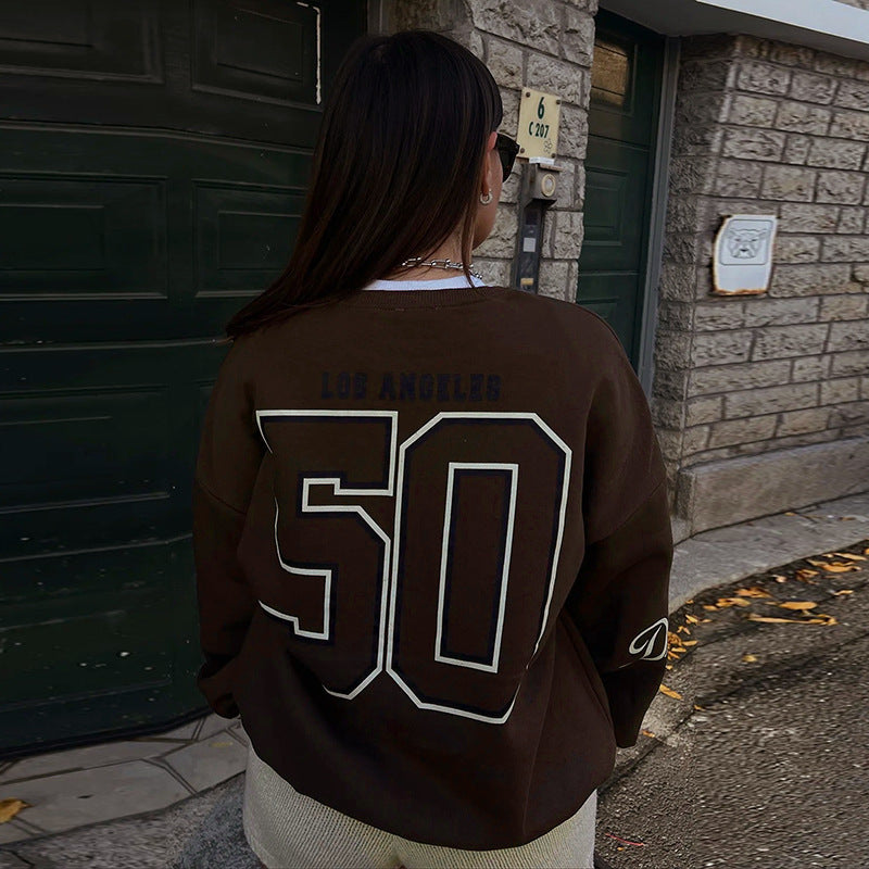 Loose New Printed Pullover Sweatshirt Women - Bellarte Enchanté Loose New Printed Pullover Sweatshirt Women