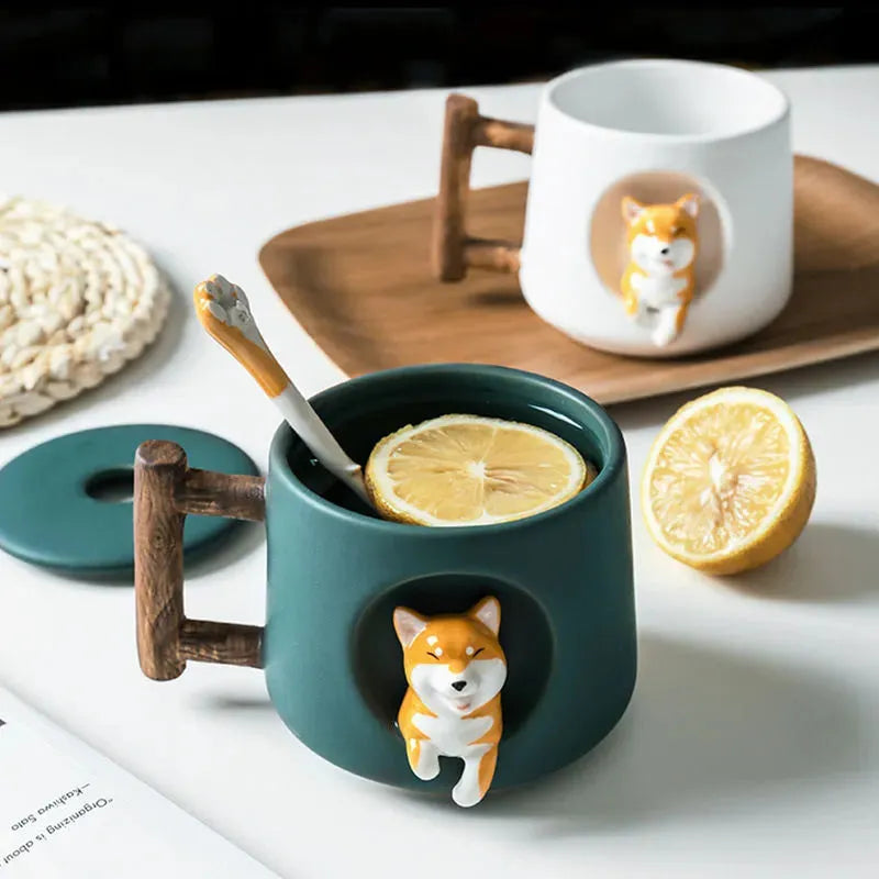 Lovers Shiba Inu Cup Corgi Ceramic Cup - Bellarte Enchanté Lovers Shiba Inu Cup Corgi Ceramic Cup