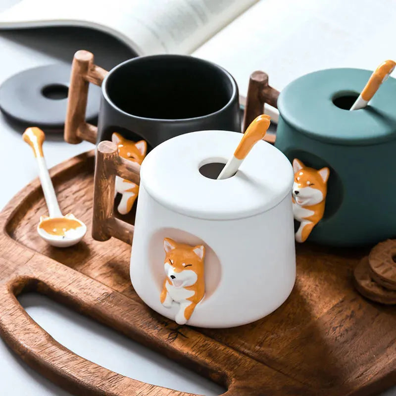 Lovers Shiba Inu Cup Corgi Ceramic Cup - Bellarte Enchanté Lovers Shiba Inu Cup Corgi Ceramic Cup