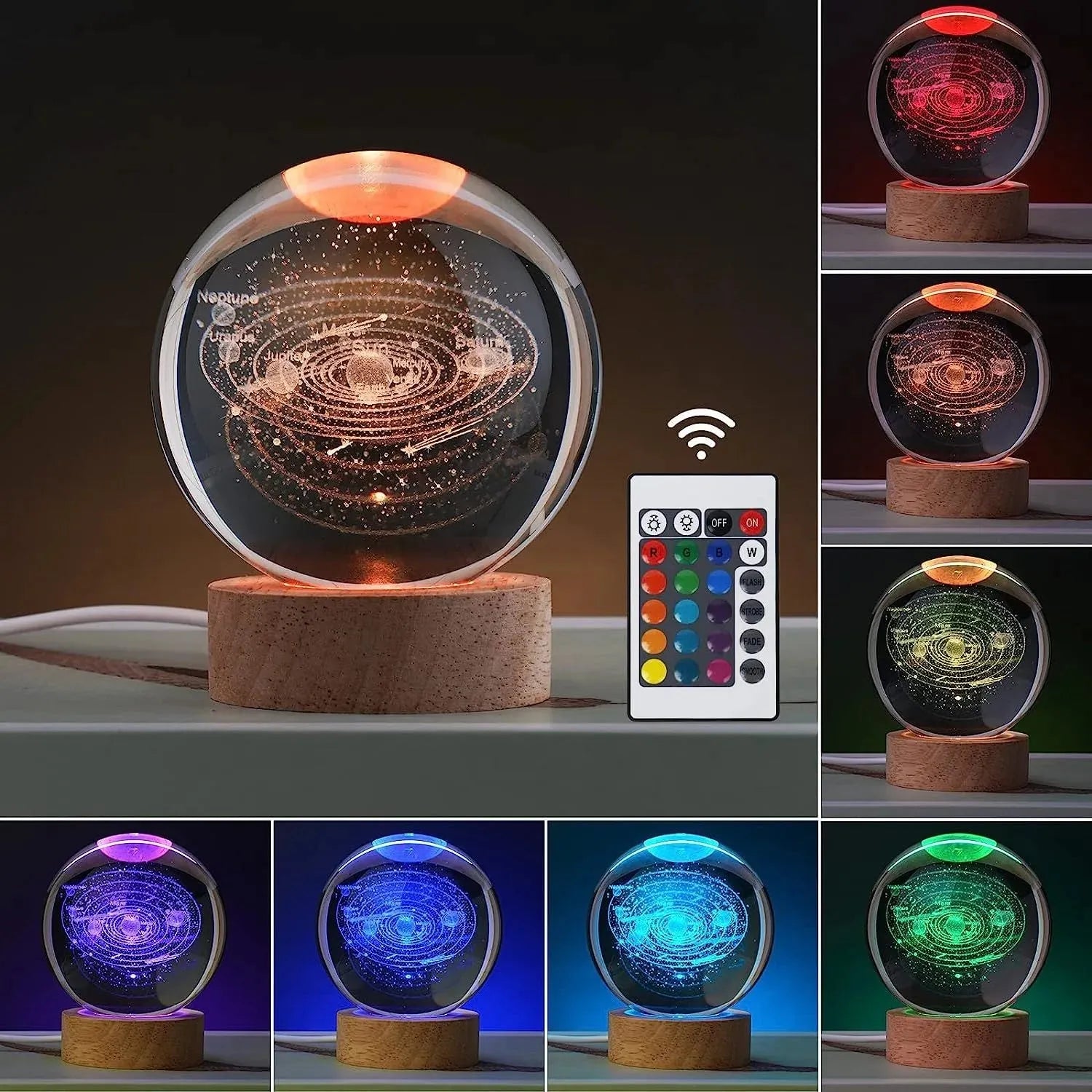 Luminous 3d Solar System Crystal Ball Desktop - Bellarte Enchanté Luminous 3d Solar System Crystal Ball Desktop