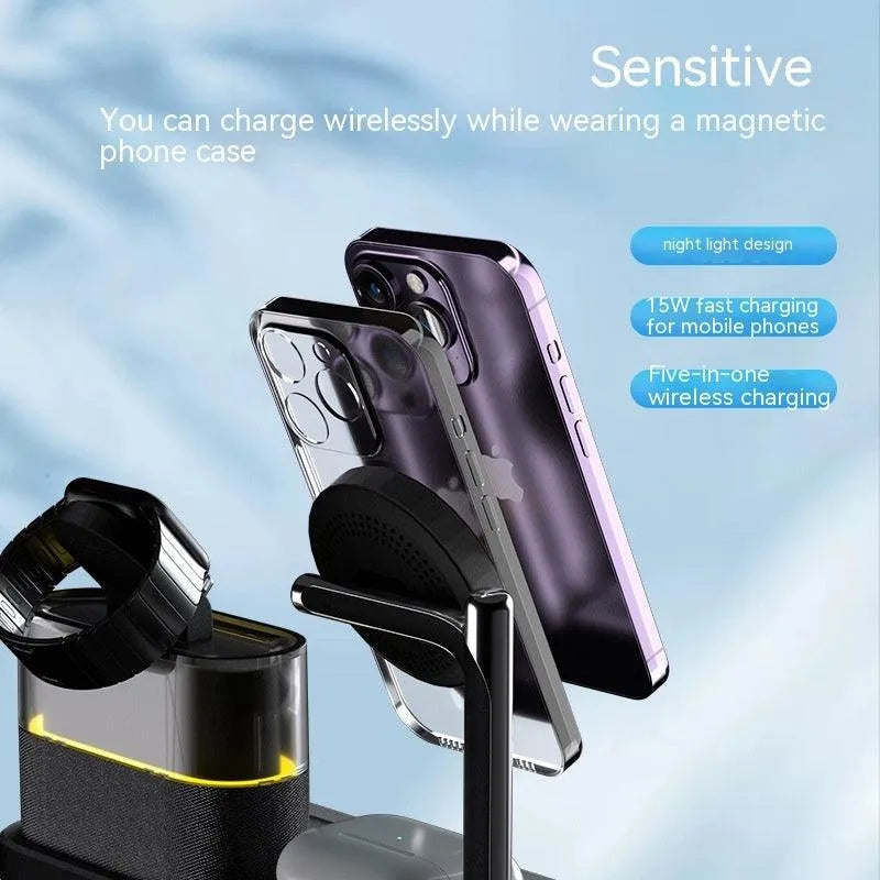 Magnetic Small Night Lamp Wireless Charger With Alarm Clock Three-in-one - Bellarte Enchanté Magnetic Small Night Lamp Wireless Charger With Alarm Clock Three-in-one