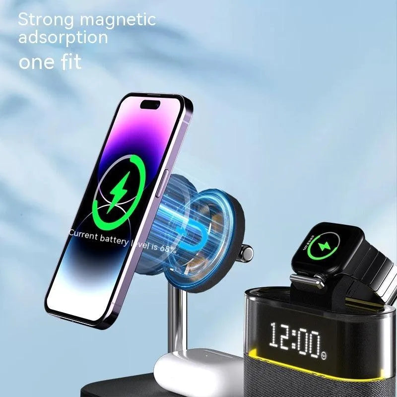 Magnetic Small Night Lamp Wireless Charger With Alarm Clock Three-in-one - Bellarte Enchanté Magnetic Small Night Lamp Wireless Charger With Alarm Clock Three-in-one