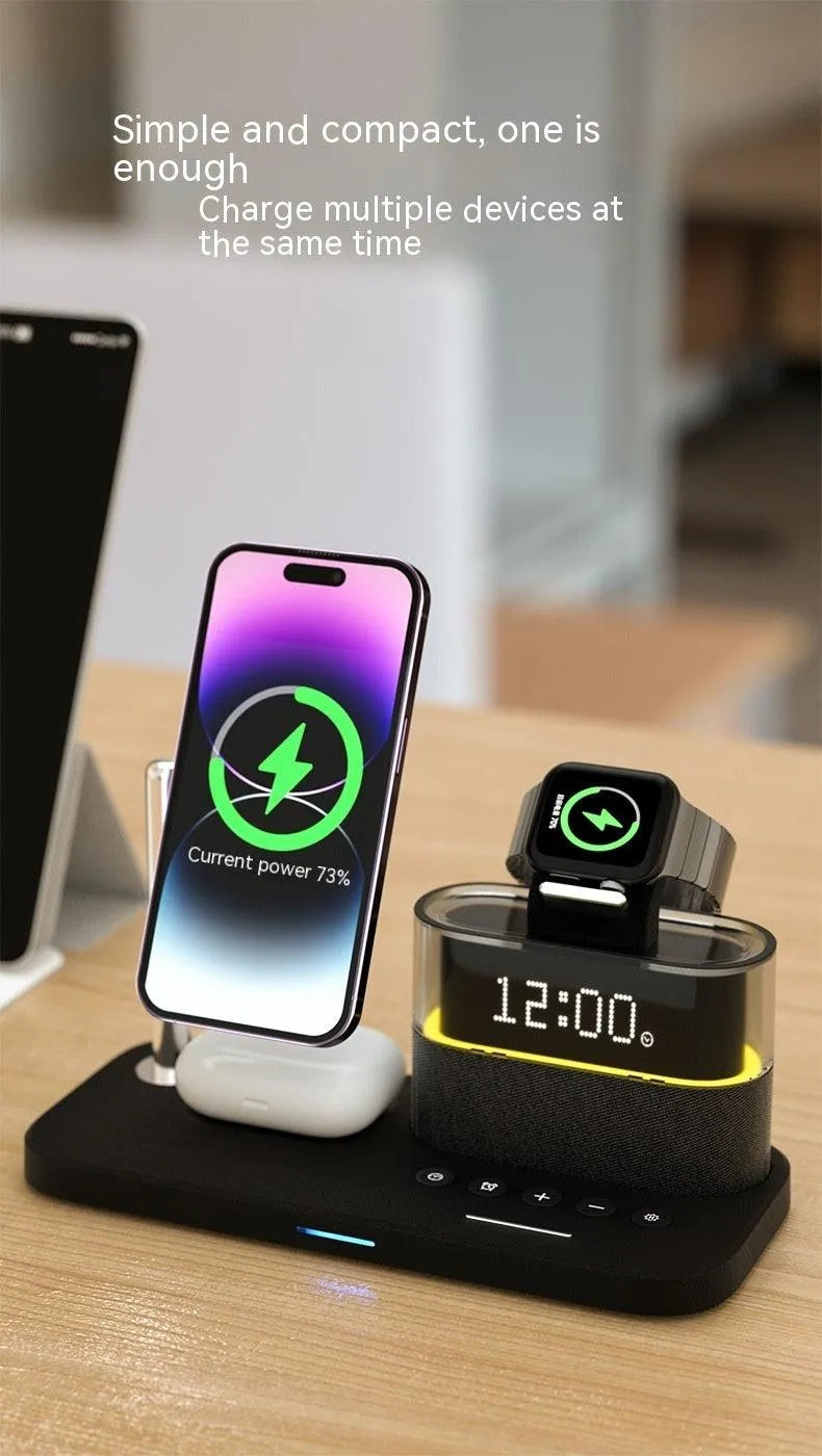 Magnetic Small Night Lamp Wireless Charger With Alarm Clock Three-in-one - Bellarte Enchanté Magnetic Small Night Lamp Wireless Charger With Alarm Clock Three-in-one