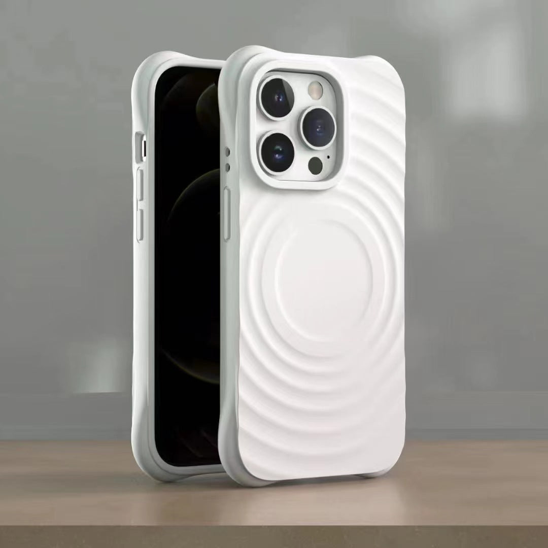 Magnetic Wave Absorbing Ripple Shell Phone Case Solid Color Liquid Silicone Hard Protective Cover - Bellarte Enchanté Magnetic Wave Absorbing Ripple Shell Phone Case Solid Color Liquid Silicone Hard Protective Cover