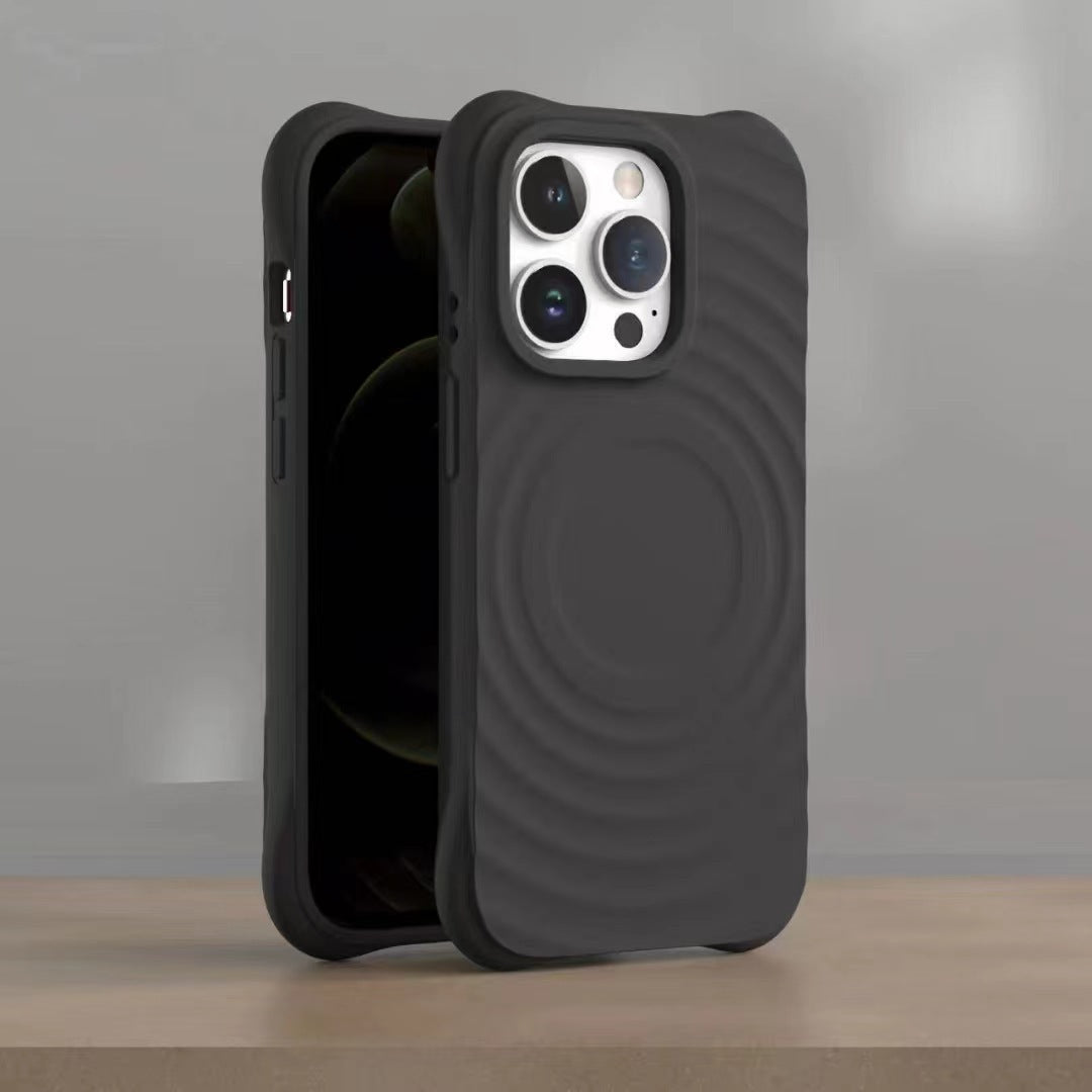 Magnetic Wave Absorbing Ripple Shell Phone Case Solid Color Liquid Silicone Hard Protective Cover - Bellarte Enchanté Magnetic Wave Absorbing Ripple Shell Phone Case Solid Color Liquid Silicone Hard Protective Cover
